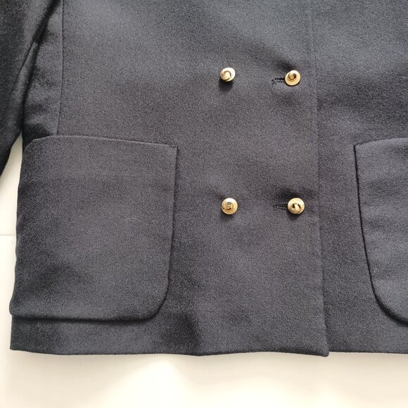 Giorgio Sant Angelo Navy Double Breasted Crop Boxy Wool Blazer Women’s Size 8 - Picture 9 of 15
